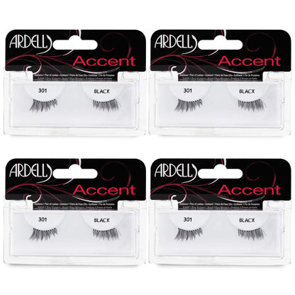 Ardell Accent Half Lashes 301 – Natural Cat Eye Wispy Lashes (4 Pack)