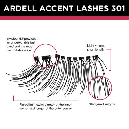 Ardell Accent Half Lashes 301 – Natural Cat Eye Wispy Lashes (4 Pack)