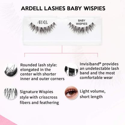 Ardell Baby Wispies False Eyelashes - 4 Pack, Black | Natural Look & Lightweight