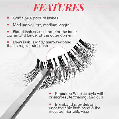 Ardell Demi Wispies False Eyelashes – Black, Full Volume Reusable Lashes, 2 Pack