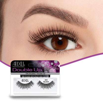 Ardell Double Up 203 Black False Eyelashes – Lightweight, Natural Look Strip Lashes, 4 Pack