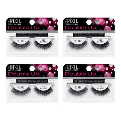 Ardell Double Up 208 Lashes – Black, Dramatic Volume, 4-Pack