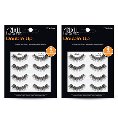 Ardell Double Up Wispies False Eyelashes – 2-Pack for Dramatic Volume & Invisiband
