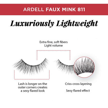 Ardell Faux Mink Lashes 811 – Knot-Free Invisiband, Natural Wispy Strips, Reusable 2-Pack