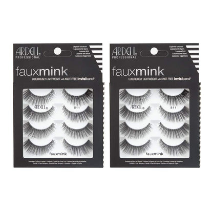 Ardell Faux Mink Lashes 811 – Knot-Free Invisiband, Natural Wispy Strips, Reusable 2-Pack