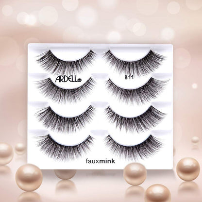 Ardell Faux Mink Lashes 811 – Knot-Free Invisiband, Natural Wispy Strips, Reusable 2-Pack