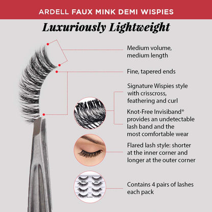 Ardell Faux Mink Demi Wispies Multipack – 2 Pack, Natural Look Lashes for Everyday Wear