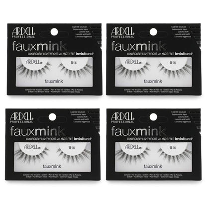 Ardell Faux Mink Lashes 814 Black – Natural, Reusable Strip Lashes (4 Pack)