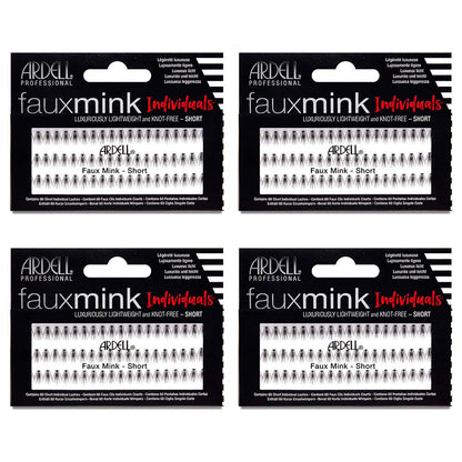 Ardell Faux Mink False Eyelashes, Individual Lashes Short Black – Natural Look, DIY Lash Clusters, 4 Pack