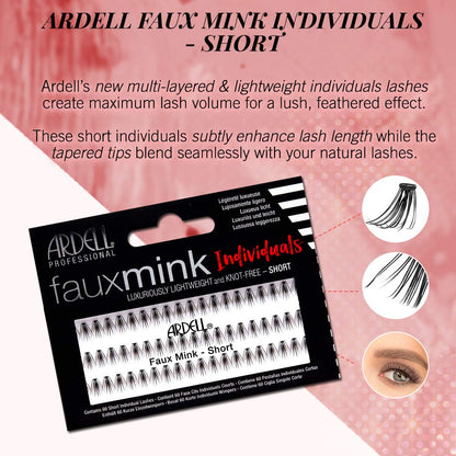 Ardell Faux Mink False Eyelashes, Individual Lashes Short Black – Natural Look, DIY Lash Clusters, 4 Pack