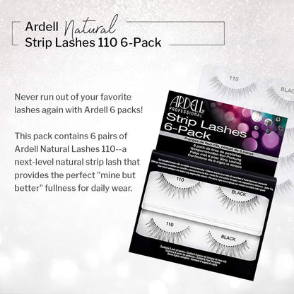 Ardell Natural 110 Black False Eyelashes — 6 Pairs per Pack, 2-Pack
