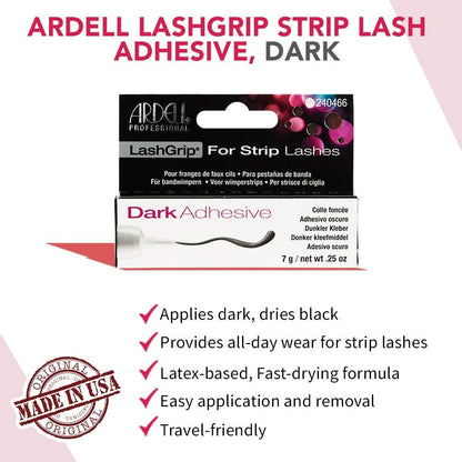Ardell LashGrip Dark Adhesive for Strip Lashes – Waterproof, Long-Lasting, 0.25 oz (4-Pack)