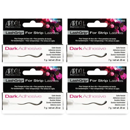 Ardell LashGrip Dark Adhesive for Strip Lashes – Waterproof, Long-Lasting, 0.25 oz (4-Pack)