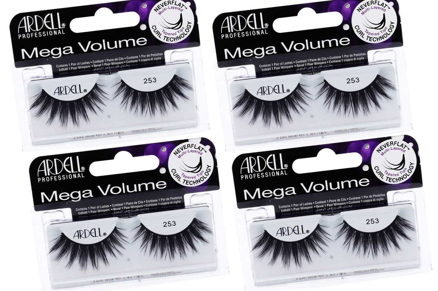 Ardell Mega Volume Lash 253 — Multi-Layered Lashes with Neverflat Curl Technology (4 Pairs)