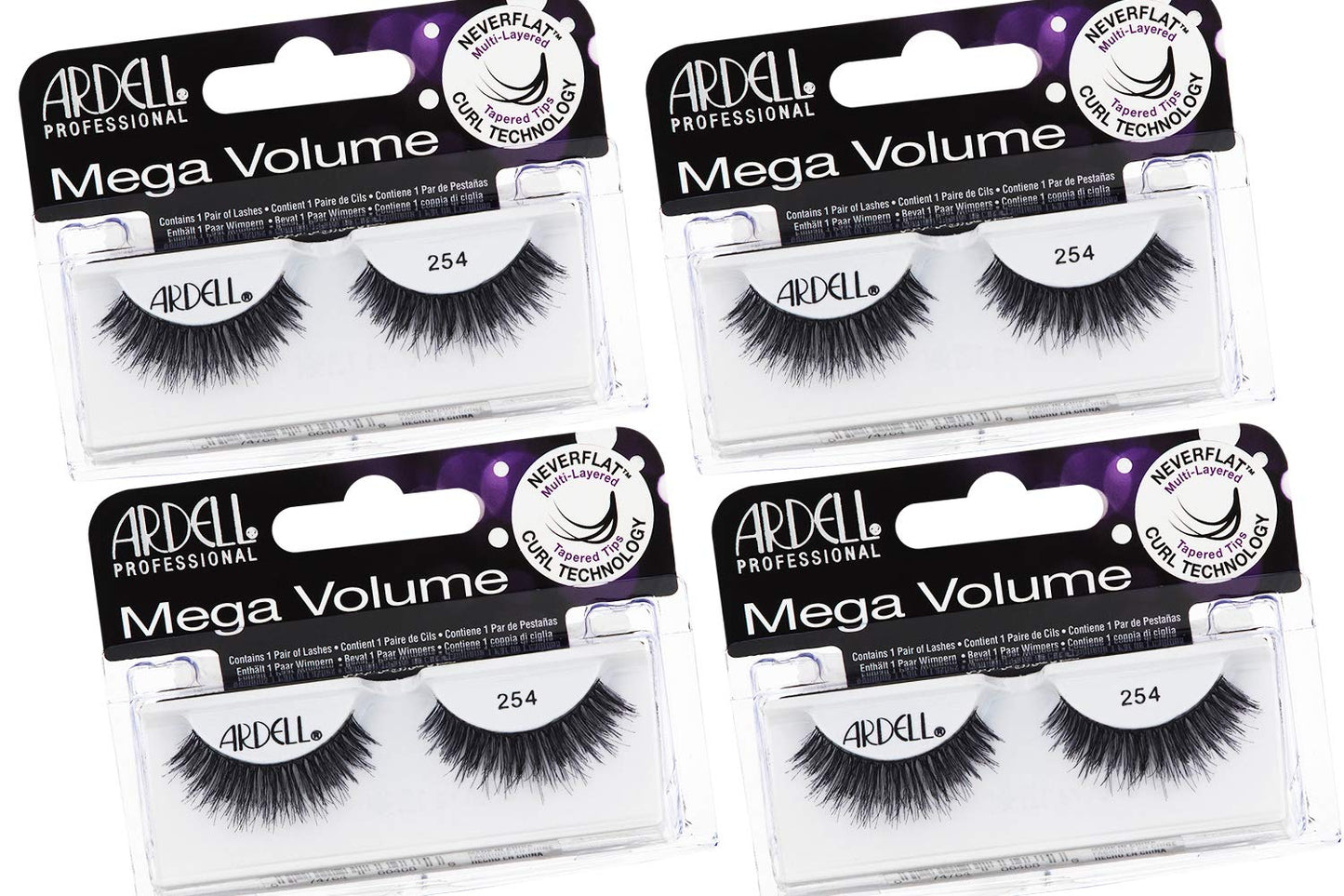 Ardell Mega Volume Lash 254 – 4-Pair Multi-Layered Lashes with Curl Technology