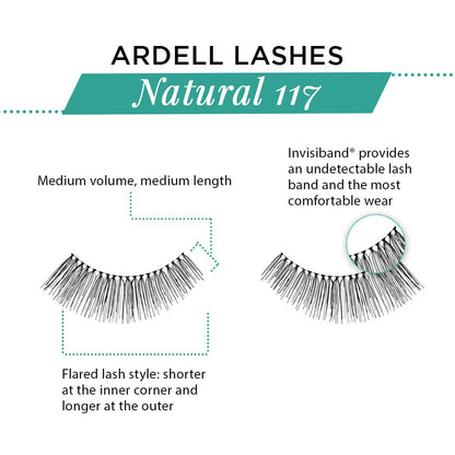 Ardell Natural Lashes 117 – Black, Flared Wispy Strip Lashes (4 Pack)