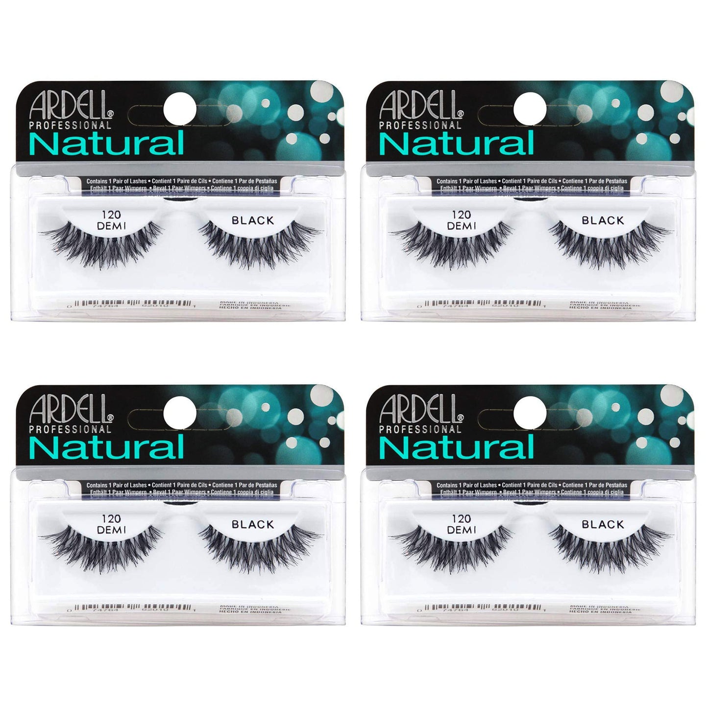 Ardell Natural Lashes 120 Black – 4 Pack, Lightweight Reusable Strip Lashes