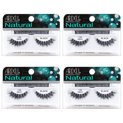 Ardell Natural Lashes 120 Black – 4 Pack, Lightweight Reusable Strip Lashes