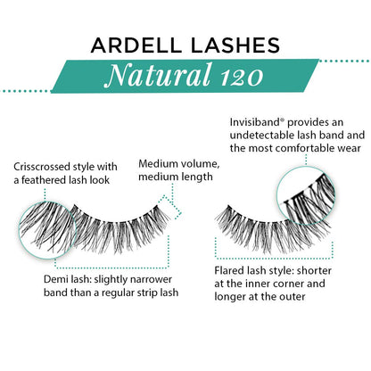Ardell Natural Lashes 120 Black – 4 Pack, Lightweight Reusable Strip Lashes