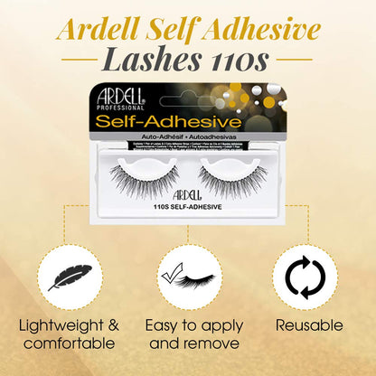 Ardell Self-Adhesive Eyelashes 110S – No Glue Needed, Natural Strip Lashes, 4 Pack