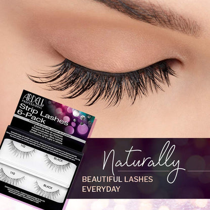 Ardell Natural 110 Black False Eyelashes — 6 Pairs per Pack, 2-Pack