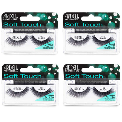 Ardell Soft Touch 152 Black False Eyelashes – Lightweight, Reusable Strip Lashes (4 Pack)