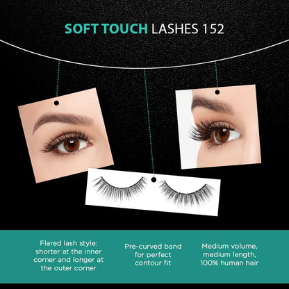 Ardell Soft Touch 152 Black False Eyelashes – Lightweight, Reusable Strip Lashes (4 Pack)