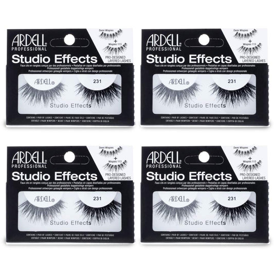 Ardell Studio Effects 231 Lashes – Dramatic Volume, Reusable, 4-Pack