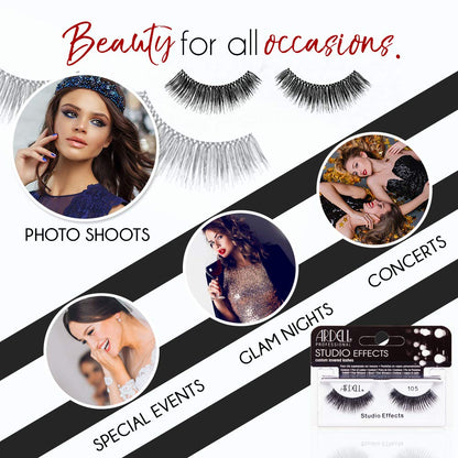 Ardell Studio Effects 105 False Eyelashes – Custom Layered, Reusable 4-Pack for Dramatic Eye Look
