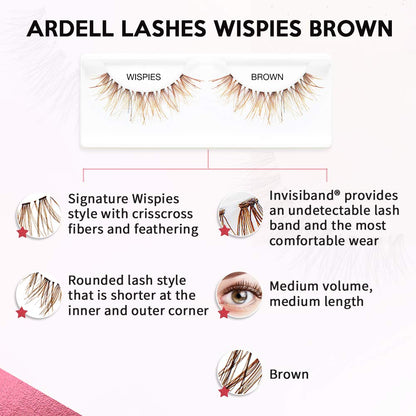 Ardell Wispies Brown False Eyelashes – Natural Wispy Lashes, Lightweight & Reusable, 4 Pack