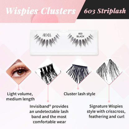 Ardell Wispies Cluster 603 – Lightweight Natural Demi Lashes (4 Pack)