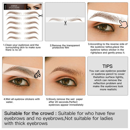 Aresvns Tattoo Eyebrow 66 Pairs — 4D Hair-Like, Waterproof, Lasts 3-5 Days