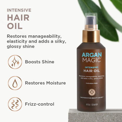 Argan Magic Intensive Hair Oil - Restore Elasticity, Shine & Frizz Control (4 oz)