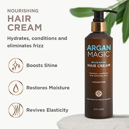 Argan Magic Nourishing Hair Cream – Hydrates, Shine & Frizz Control (2-Pack, Made in USA)