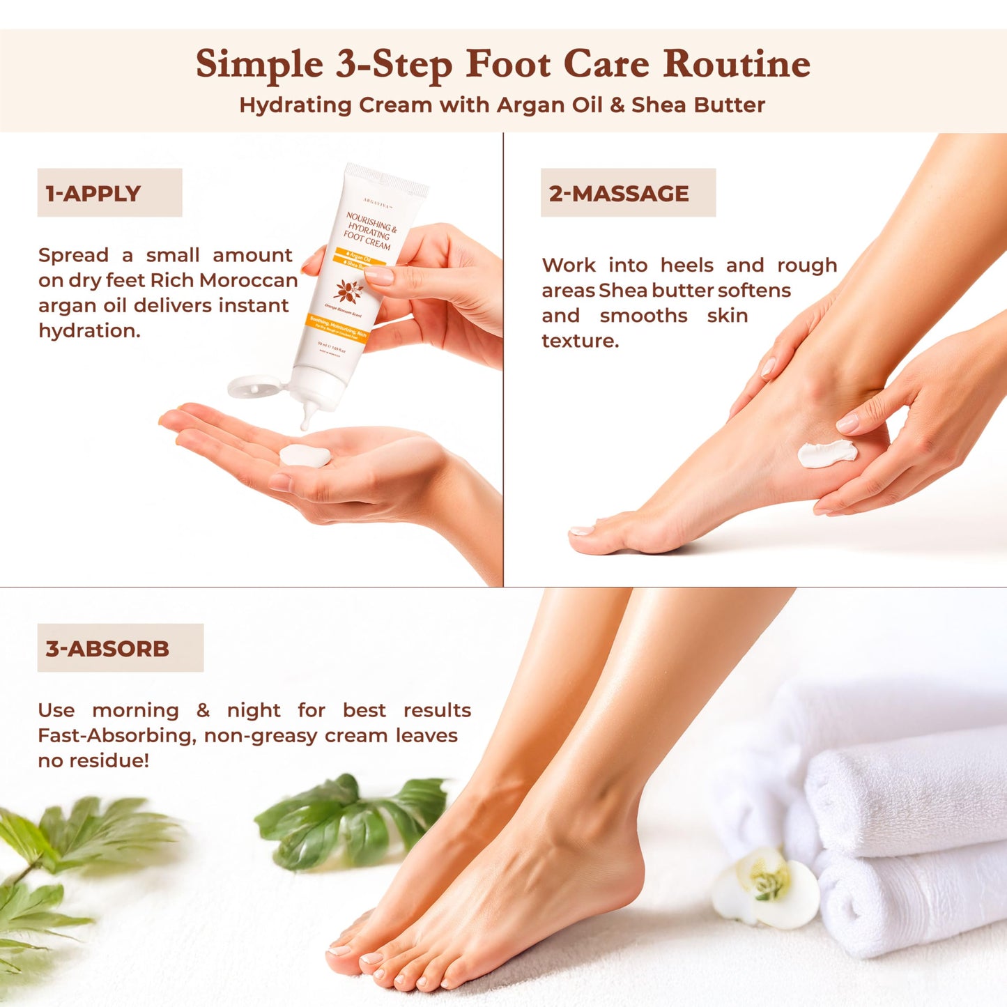Argaviva Foot Cream for Dry Cracked Heels – Hydrating Moisturizer with Argan Oil, Shea Butter & Vitamin E