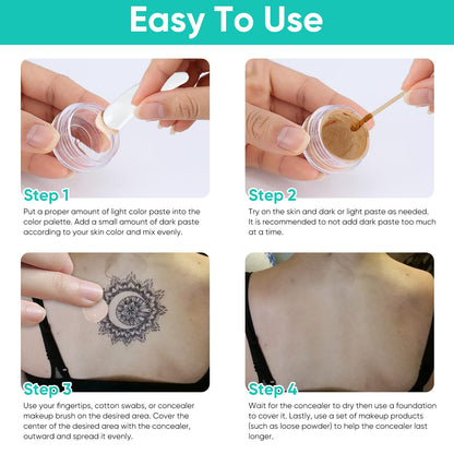 ARIOS Tattoo Cover Up Makeup Waterproof – 2-Color Long Lasting Body Concealer for Tattoos, Scars, Vitiligo & Dark Spots