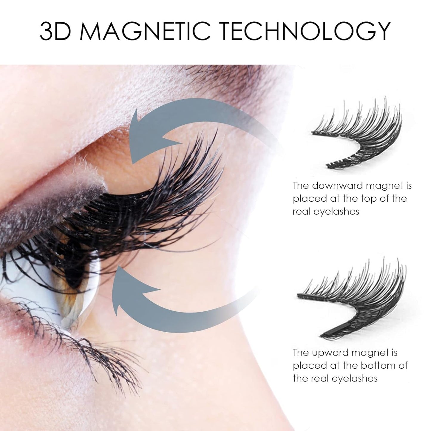 ARIOS Magnetic Eyelashes with Applicator – Reusable 3D Lashes, No Glue Needed