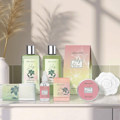 ArioseMonde Lily Spa Gift Set — 9-Piece Bath & Body Gift Basket for Women