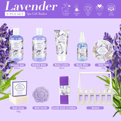 ArioseMonde Lavender Spa Gift Set – Luxury At-Home Self-Care Gift Baskets for Women