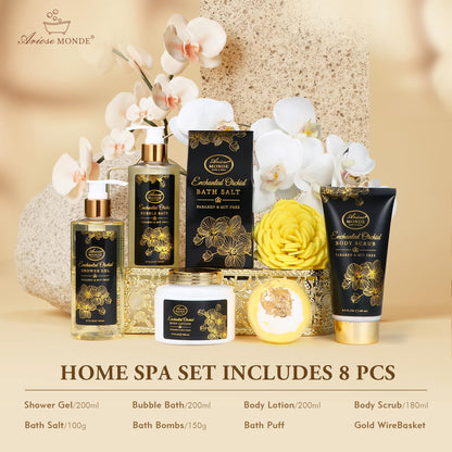 ArioseMonde Enchanted Orchid Spa Gift Basket for Women – Home Spa Kit