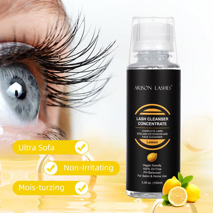 ARISON LASHES Eyelash Cleanser Concentrate 100ml – Natural Foaming Lash Shampoo (Lemon)