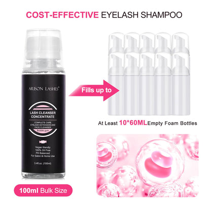 ARISON LASHES Eyelash Cleanser Concentrate 100ml – Gentle Foaming Lash Extensions Shampoo for Salon-Home Care (Bubble Gum)