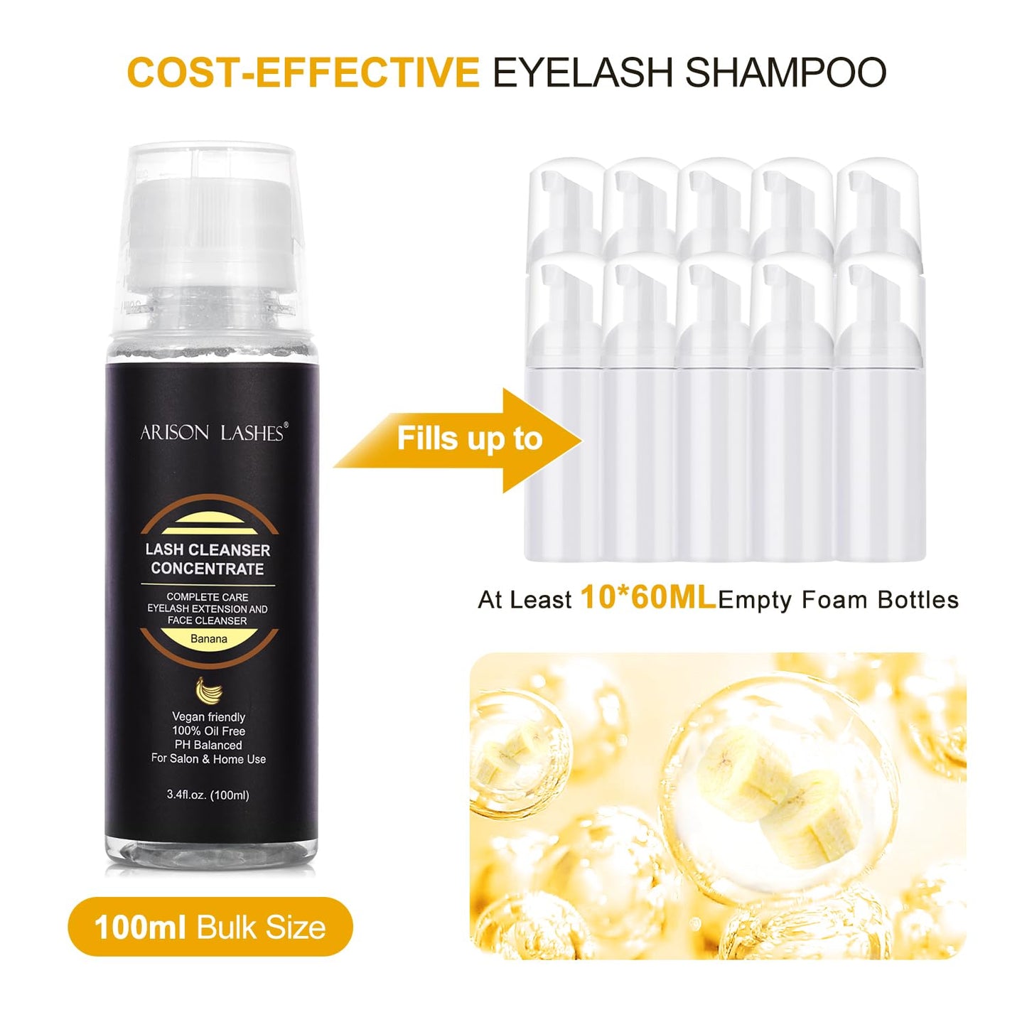 ARISON LASHES Eyelash Cleanser Concentrate 100ml – DIY Lash Shampoo for Extensions
