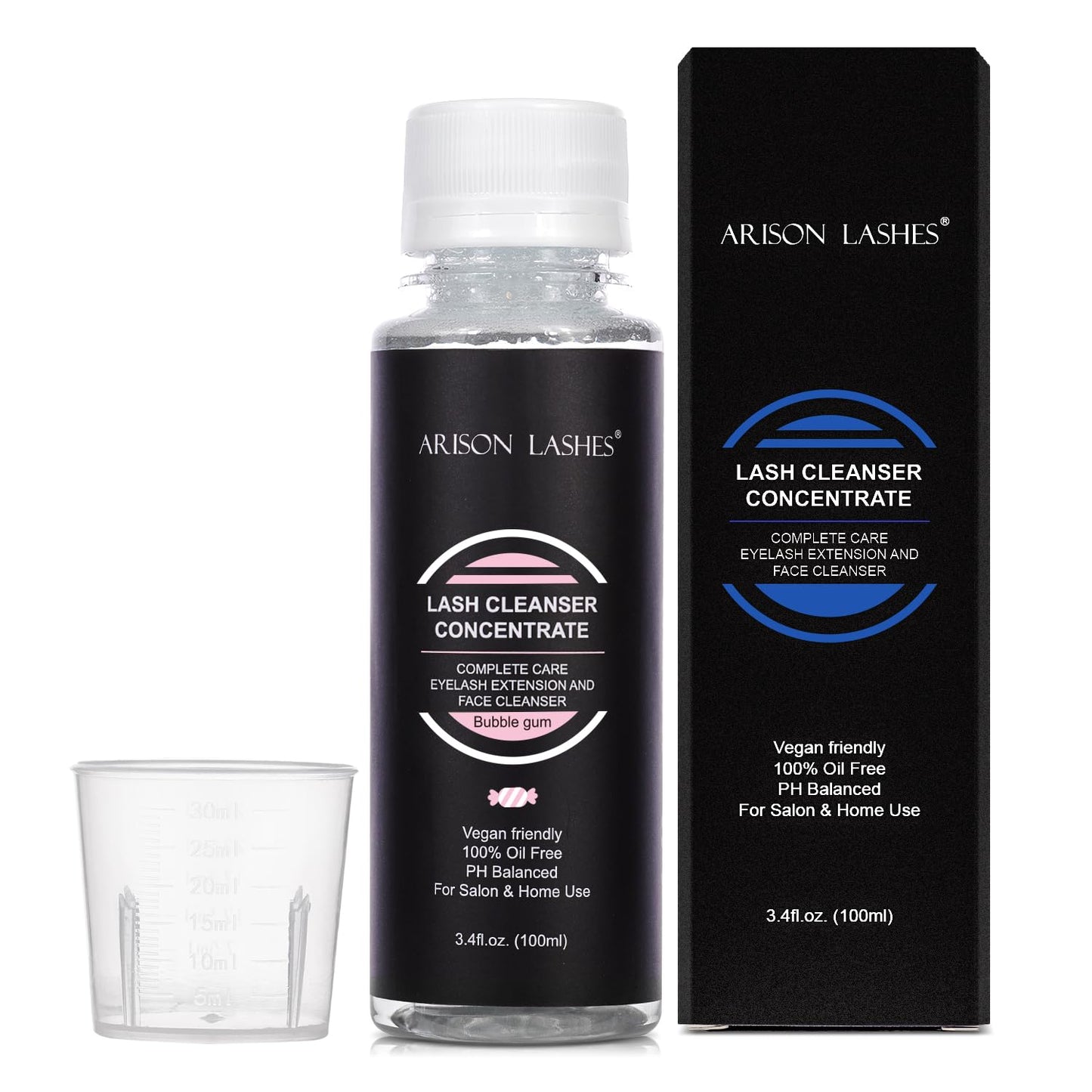 ARISON LASHES Eyelash Cleanser Concentrate 100ml – Gentle Foaming Lash Extensions Shampoo for Salon-Home Care (Bubble Gum)