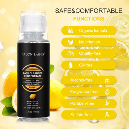 ARISON LASHES Eyelash Cleanser Concentrate 100ml – Natural Foaming Lash Shampoo (Lemon)