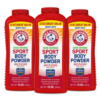 Arm & Hammer Sport Body Powder – Talc-Free, Aluminum-Free Odor Defense with Baking Soda (3 Pack)