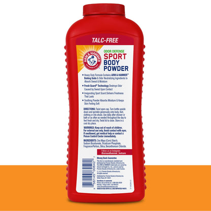 Arm & Hammer Sport Body Powder – Talc-Free, Aluminum-Free Odor Defense with Baking Soda (3 Pack)