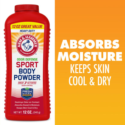 Arm & Hammer Sport Body Powder – Talc-Free, Aluminum-Free Odor Defense with Baking Soda (3 Pack)
