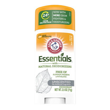 Arm & Hammer Essentials Unscented Deodorant – Aluminum-Free, 2.5 oz (73 ml) 3 Pack