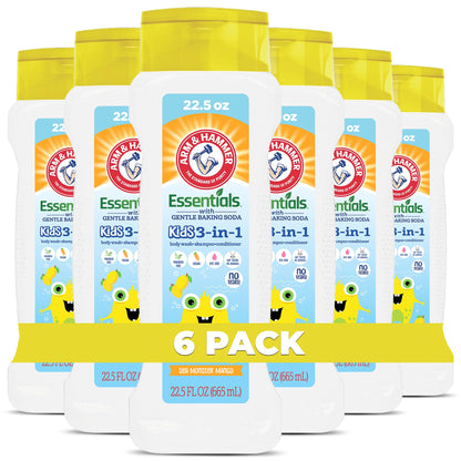 Arm & Hammer 6 Pack Essentials Kids Body Wash – 3-in-1 Sea Monster Mango, Non-Toxic
